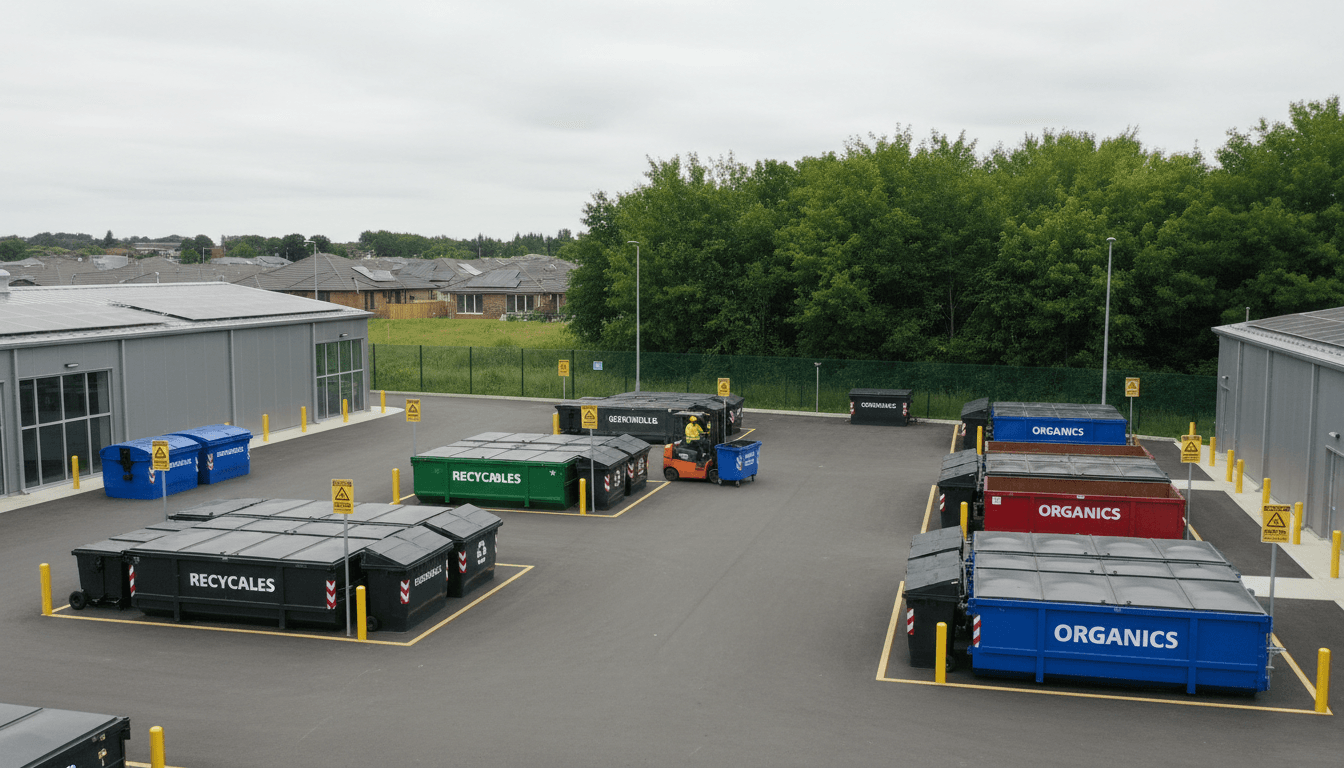sealed asbestos waste bags labelled and staged for pickup